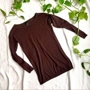 Ann Taylor• Brown+Burgundy Striped Knit Tunic